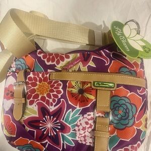 Lily Bloom Colorful Floral Crossbody Bag - Purple and Tan